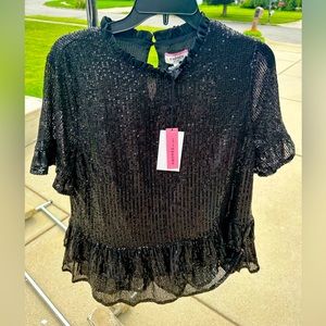 Black Sequin Blouse